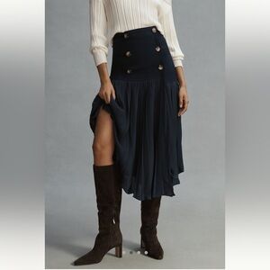 NWT Anthropologie Trench Pleated Midi Skirt (6)